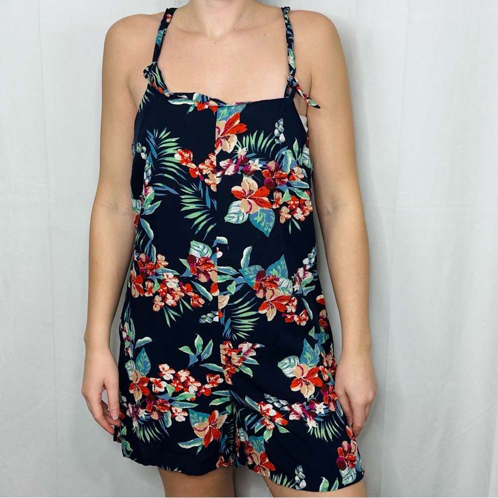 Rusty Floral Romper Hawaiian Plumeria Hibiscus Tropical Tank Top Small
